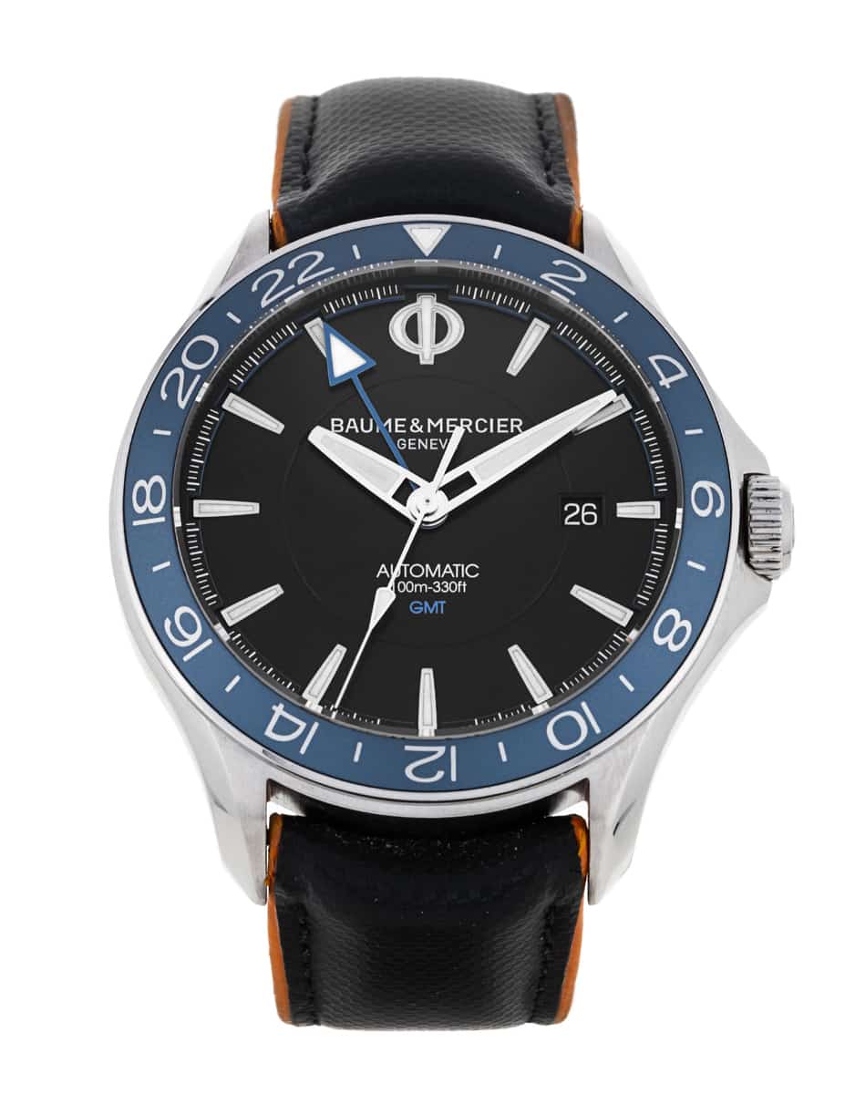Baume et Mercier Clifton Black Baton Dial Leather Strap